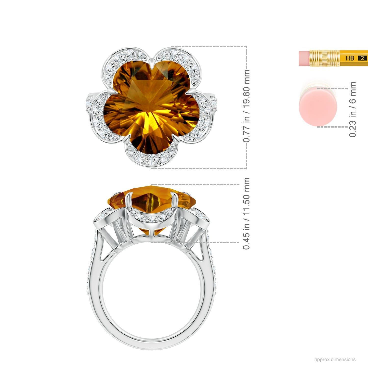 Angara Bague en or 14 carats avec citrine et diamant certifiée GIA et de couleur naturelle en vente 2