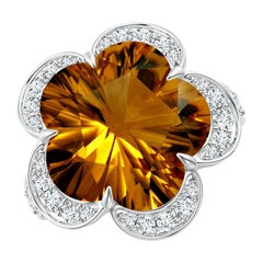 Anillo de Oro de 14K con Citrino y Diamante de 9,3 ct, Certificado GIA por Angara Natural