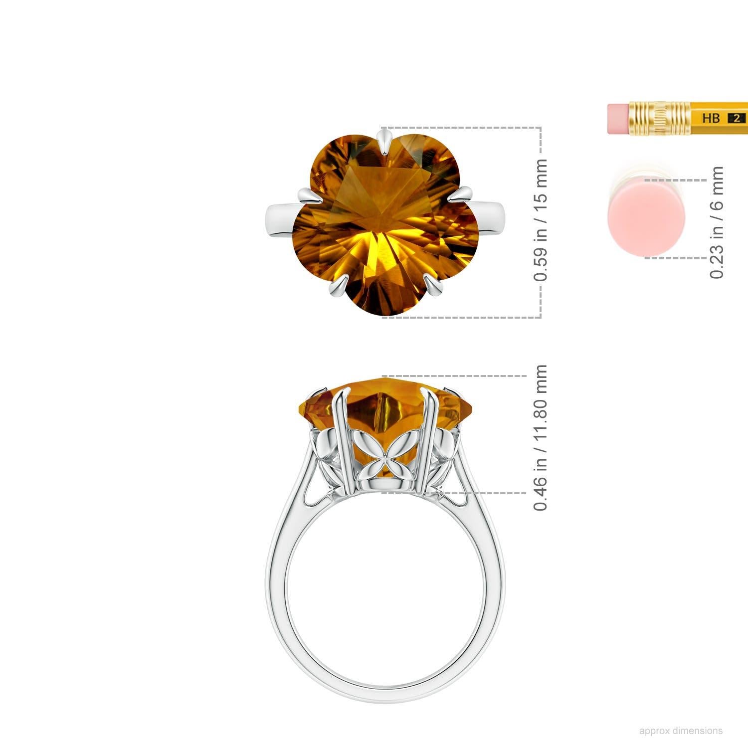Bague solitaire en or 14 carats de 9,3 ct de citrine certifiée GIA et de couleur naturelle Angara Pour femmes en vente