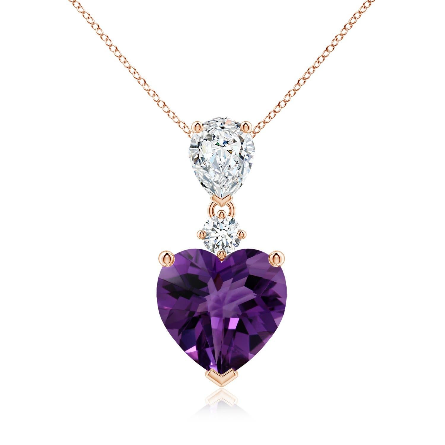 Ametista e diamante a forma di cuore da 4,66 carati in oro 14K di Angara Nature certificato GIA in vendita 4