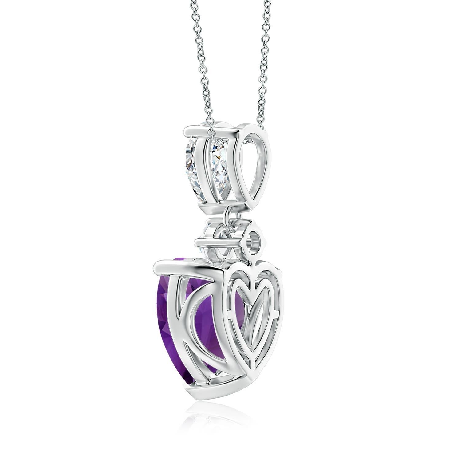 Cuore Ametista e diamante a forma di cuore da 4,66 carati in oro 14K di Angara Nature certificato GIA in vendita