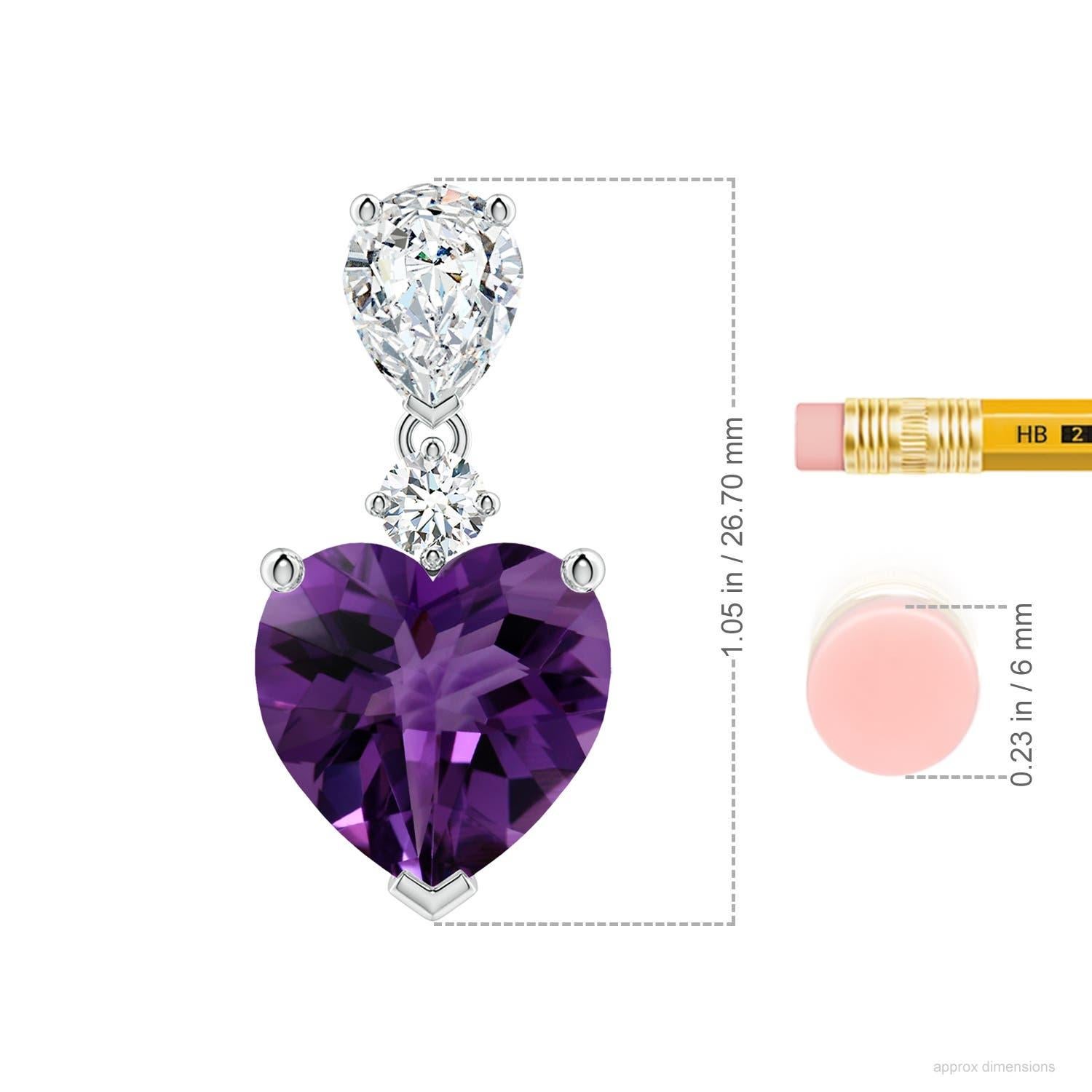 Ametista e diamante a forma di cuore da 4,66 carati in oro 14K di Angara Nature certificato GIA In condizioni Nuovo in vendita a Los Angeles, CA