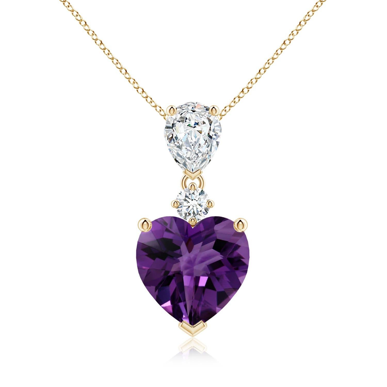 Ametista e diamante a forma di cuore da 4,66 carati in oro 14K di Angara Nature certificato GIA in vendita 3