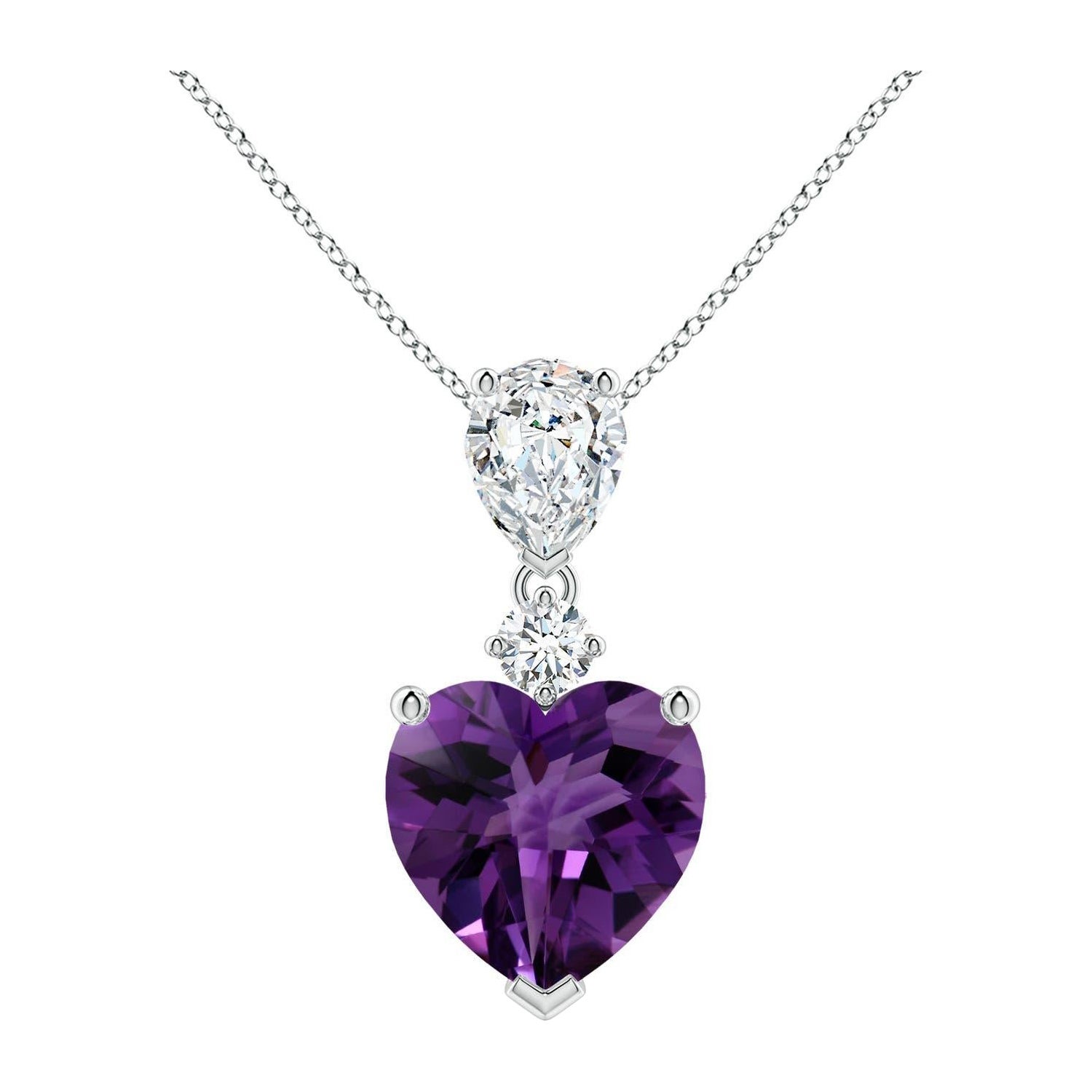 Ametista e diamante a forma di cuore da 4,66 carati in oro 14K di Angara Nature certificato GIA in vendita