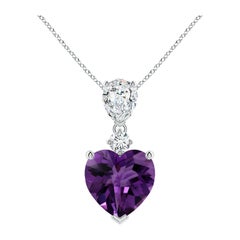 Ametista e diamante a forma di cuore da 4,66 carati in oro 14K di Angara Nature certificato GIA