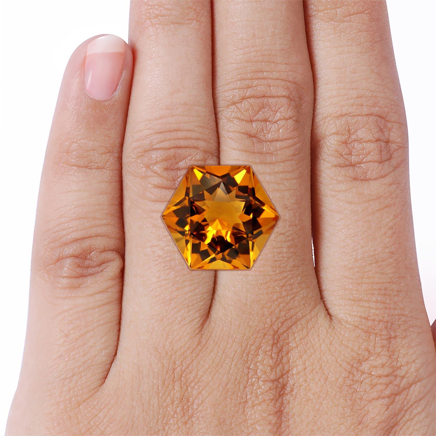 Angara Natural GIA zertifiziert hexagonal 13,05 ct Citrin Solitär Ring 14K Gold im Angebot 4