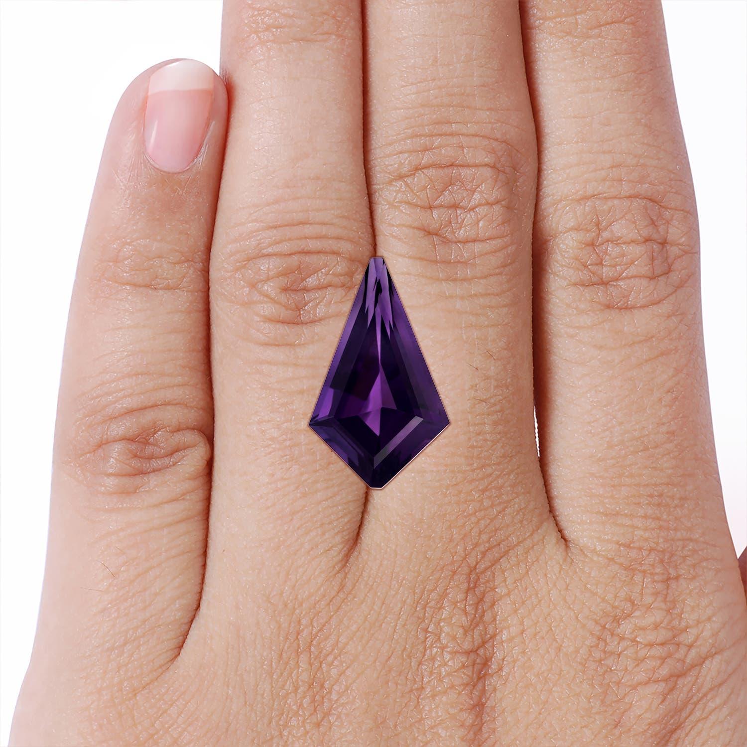 Anello con ametista a forma di aquilone da 10,07 carati in oro 14k di Angara Nature certificato GIA in vendita 4