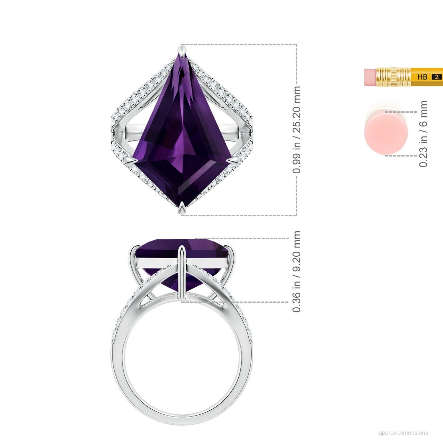 Anello con ametista a forma di aquilone da 10,07 carati in oro 14k di Angara Nature certificato GIA in vendita 2