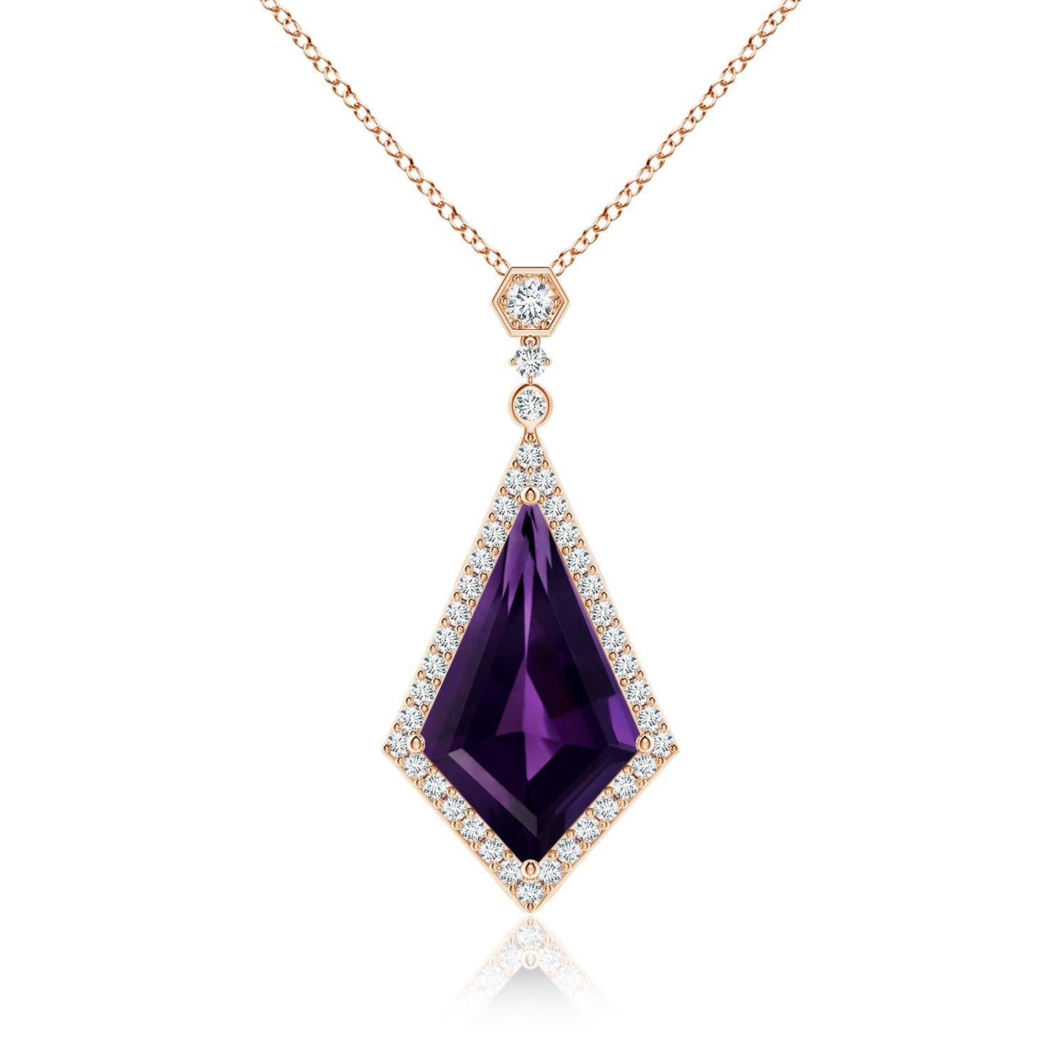 Pendentif en or 14K avec améthyste naturelle certifiée GIA de 10,07 ct en forme de cerf-volant Angara en vente 4