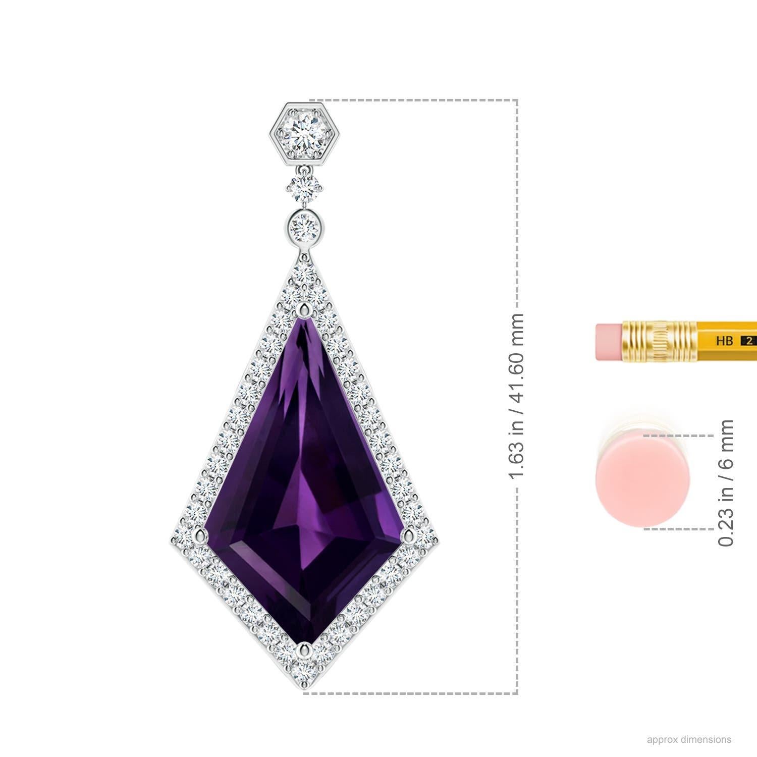 Pendentif en or 14K avec améthyste naturelle certifiée GIA de 10,07 ct en forme de cerf-volant Angara Neuf - En vente à Los Angeles, CA