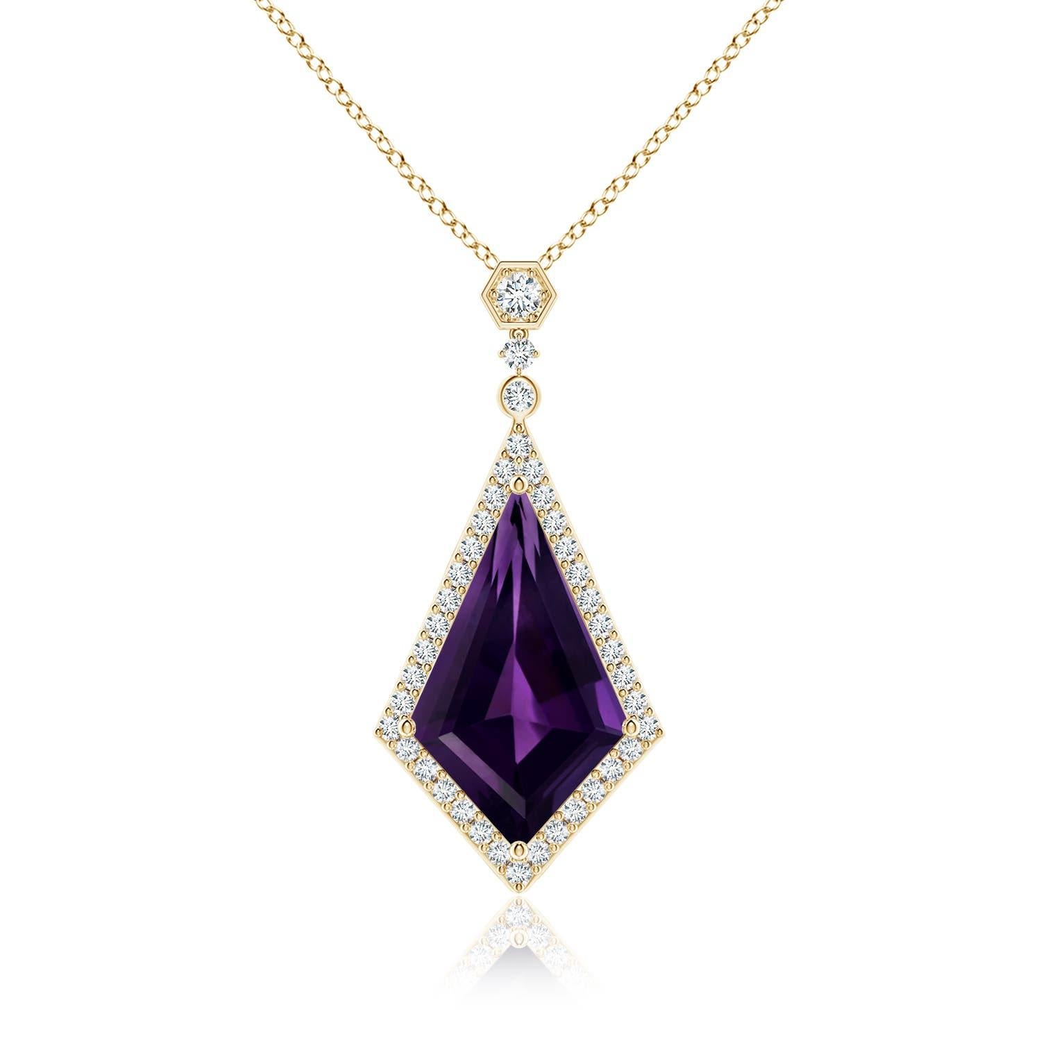 Pendentif en or 14K avec améthyste naturelle certifiée GIA de 10,07 ct en forme de cerf-volant Angara en vente 3