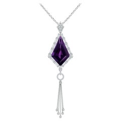 Pendentif en or 14K avec améthyste naturelle certifiée GIA de 10,07 ct en forme de cerf-volant Angara
