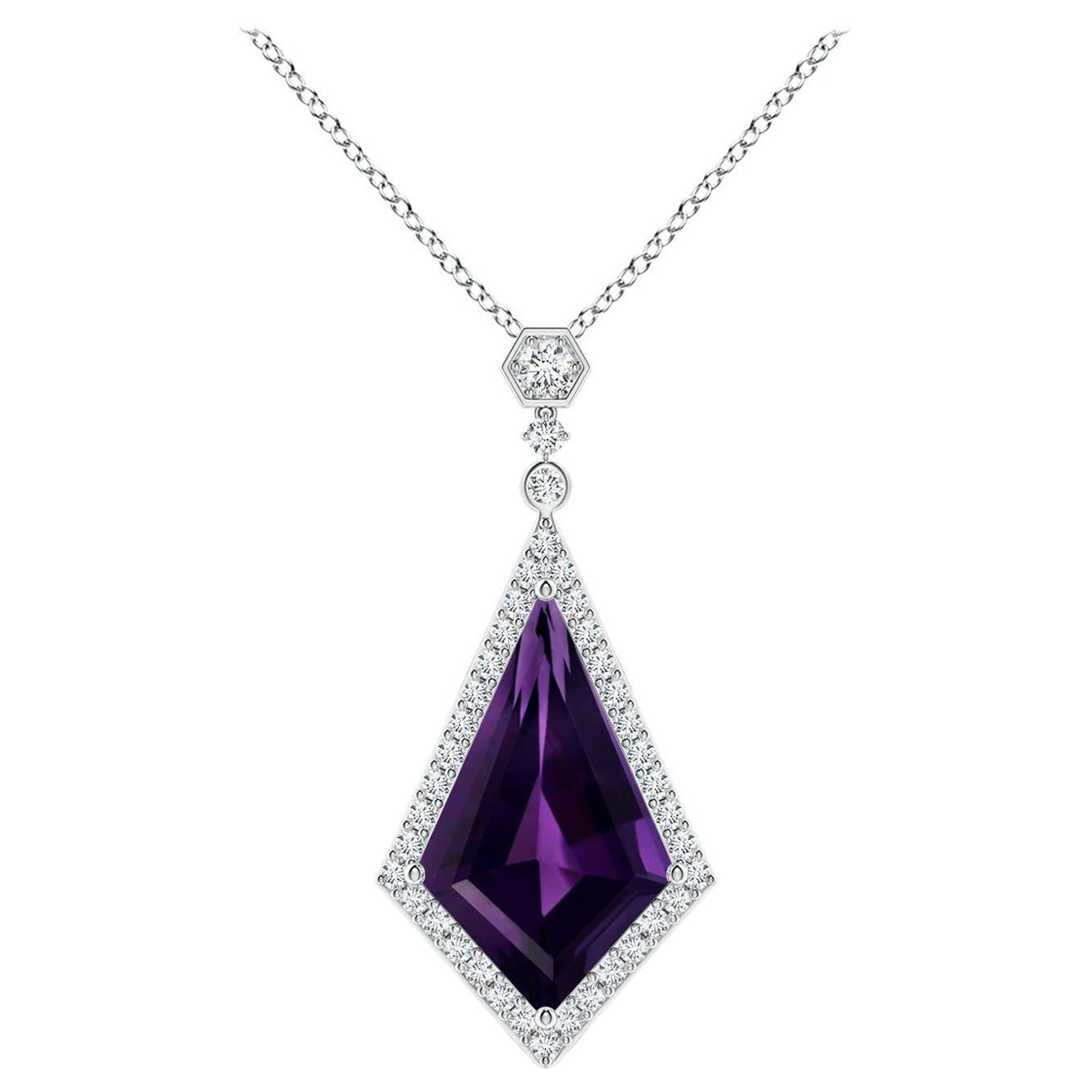 Pendentif en or 14K avec améthyste naturelle certifiée GIA de 10,07 ct en forme de cerf-volant Angara