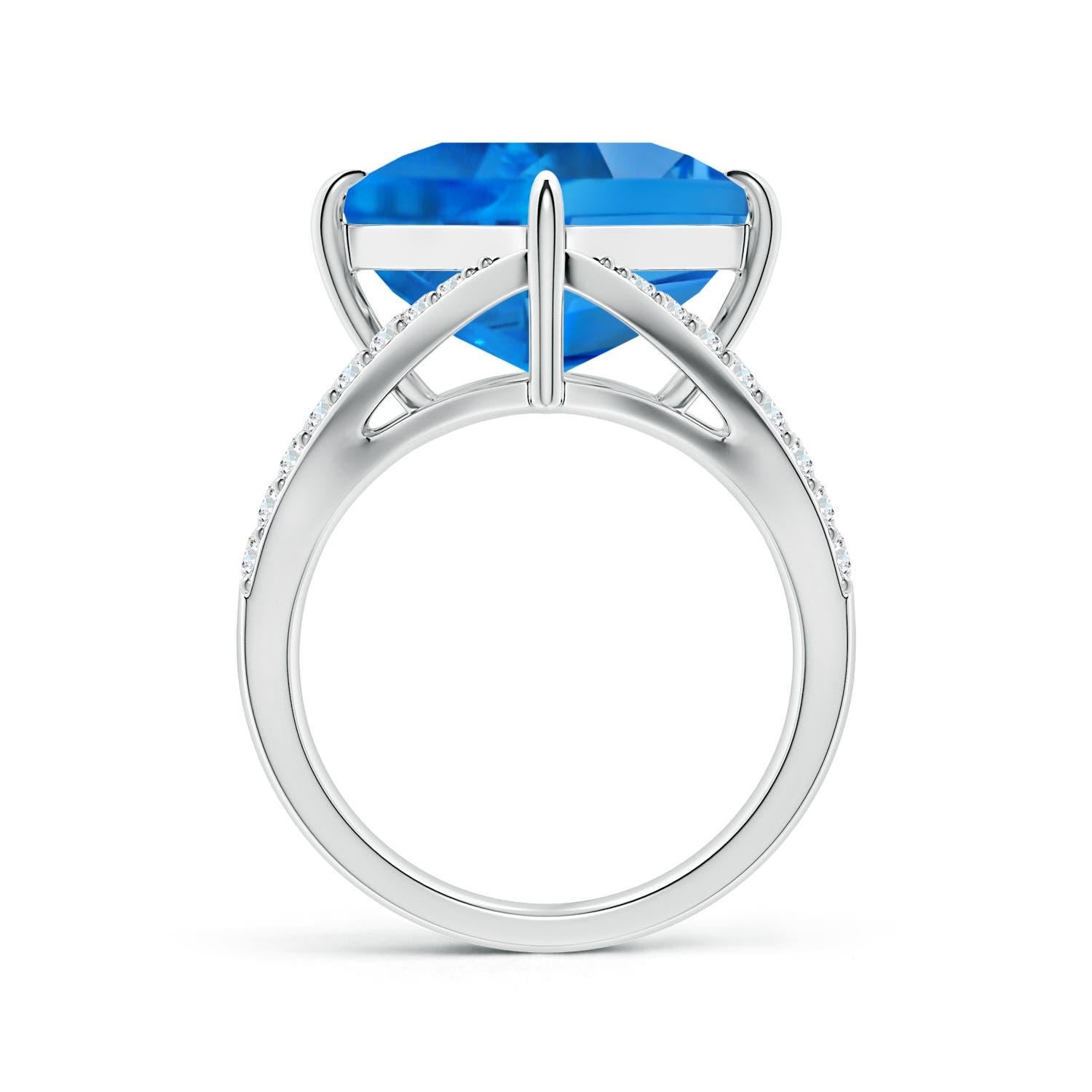 Losanga Anello Angara Nature certificato GIA a forma di aquilone da 10,21 ct di Topazio Blu Svizzero in oro 14K in vendita