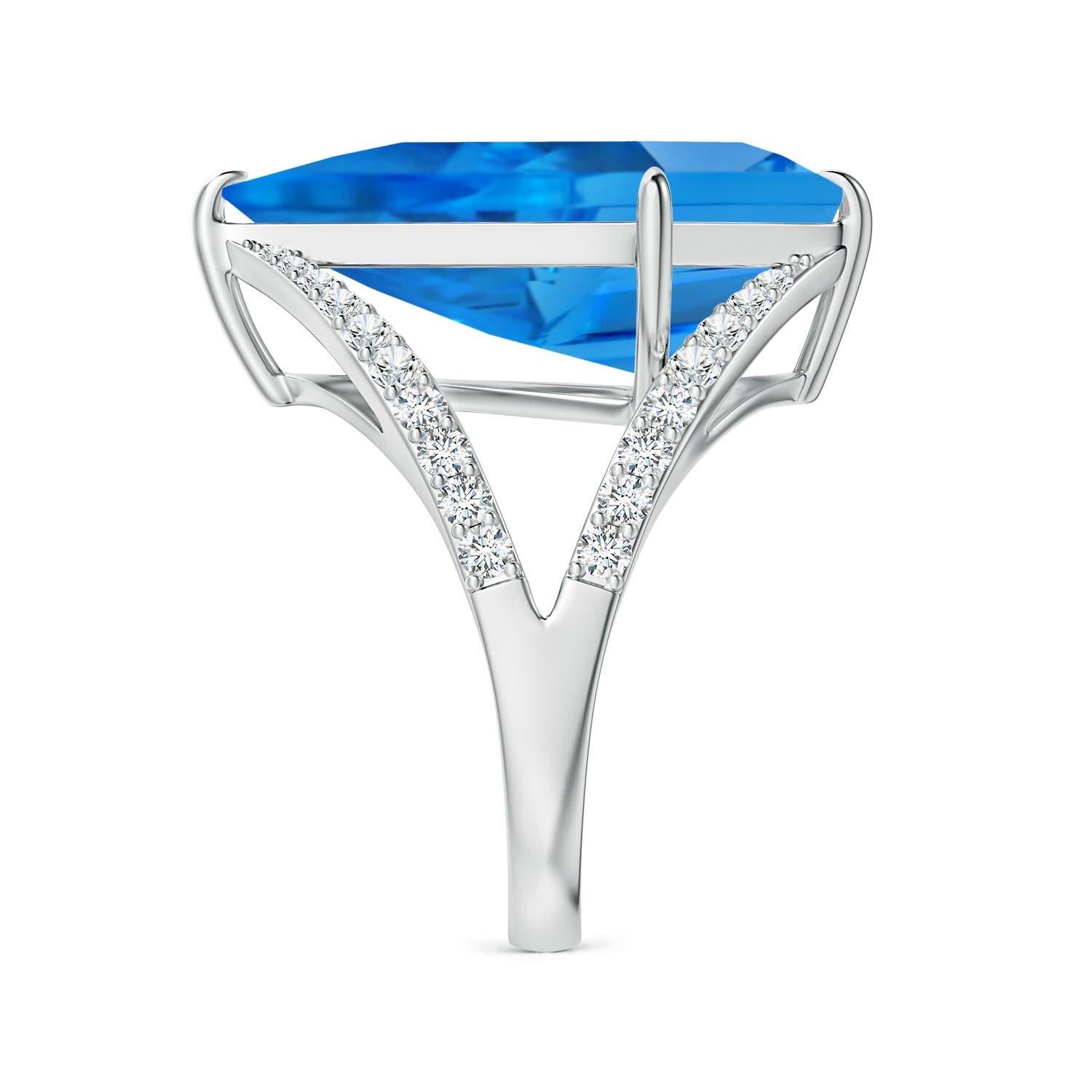 Anello Angara Nature certificato GIA a forma di aquilone da 10,21 ct di Topazio Blu Svizzero in oro 14K In condizioni Nuovo in vendita a Los Angeles, CA