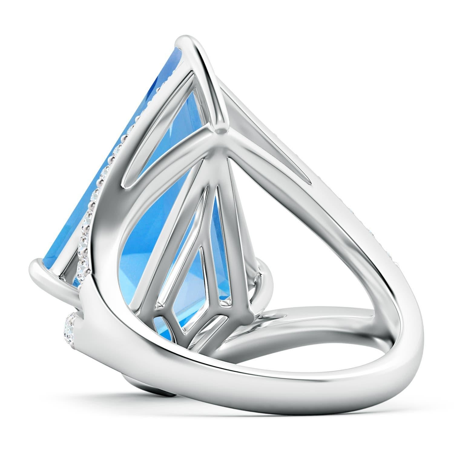 Donna Anello Angara Nature certificato GIA a forma di aquilone da 10,21 ct di Topazio Blu Svizzero in oro 14K in vendita