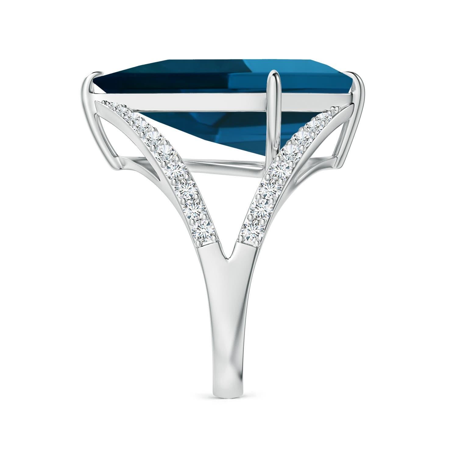 Angara Bague en or 14K en forme de cerf-volant certifié GIA 12.33ct London Blue Topaz Neuf - En vente à Los Angeles, CA