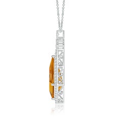 Angara Natural GIA Certified Kite-Shaped 8.78 ct Citrine Pendant in 14K Gold