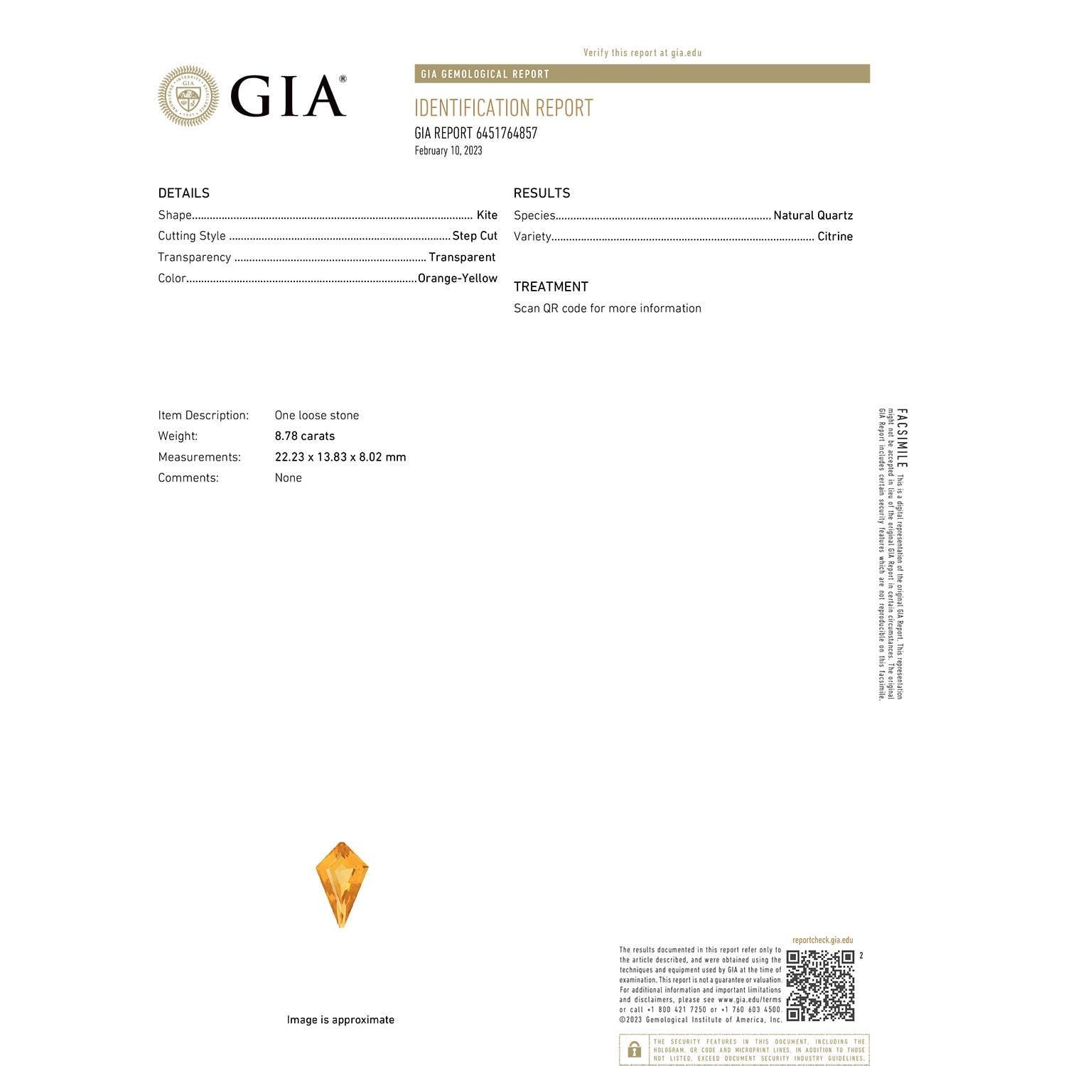 Angara Natural GIA zertifiziert Drachenform 8,78 ct Citrin Anhänger in 14K Gold (Moderne) im Angebot