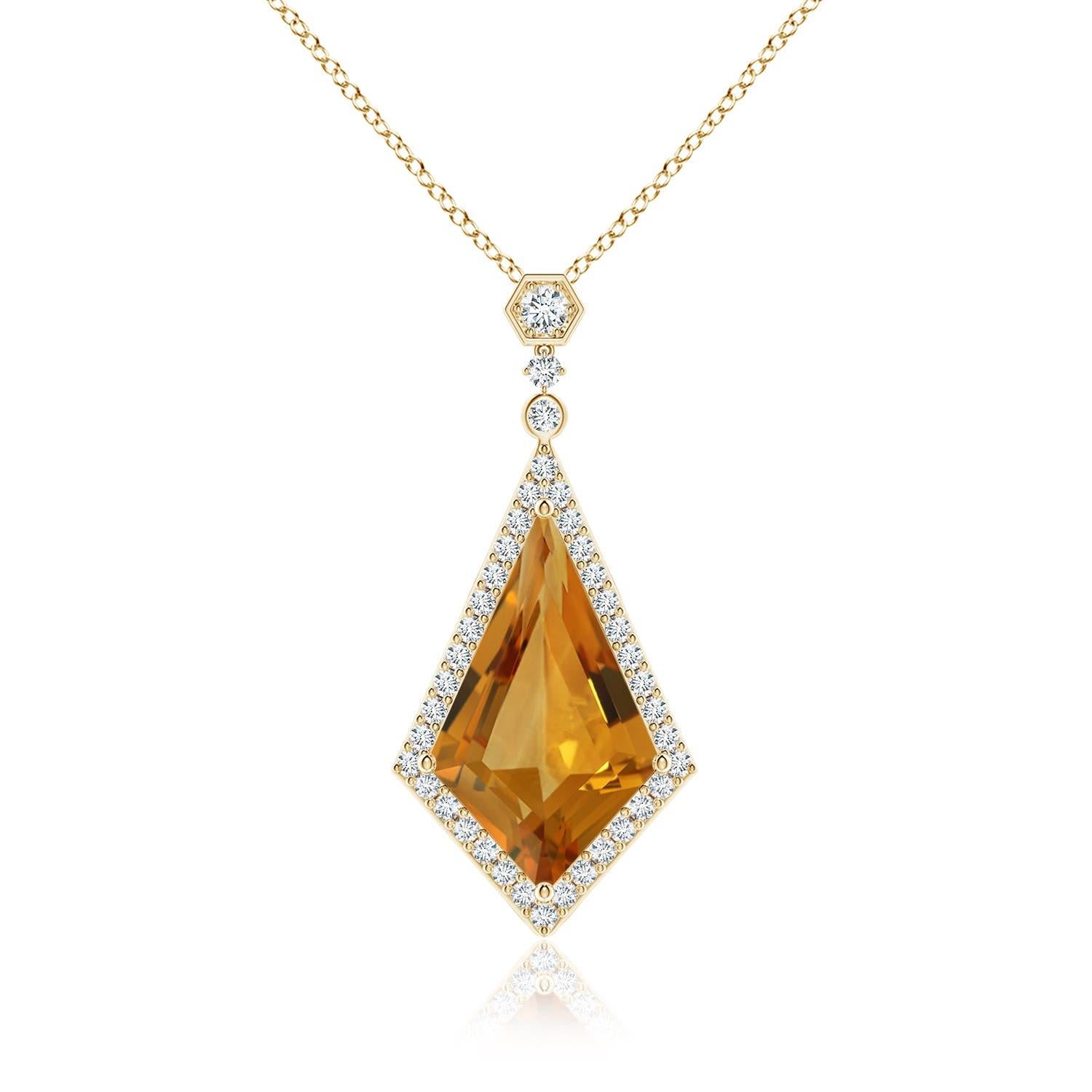 Angara Natural GIA zertifiziert Drachenform 8,78 ct Citrin Anhänger in 14K Gold im Angebot 3