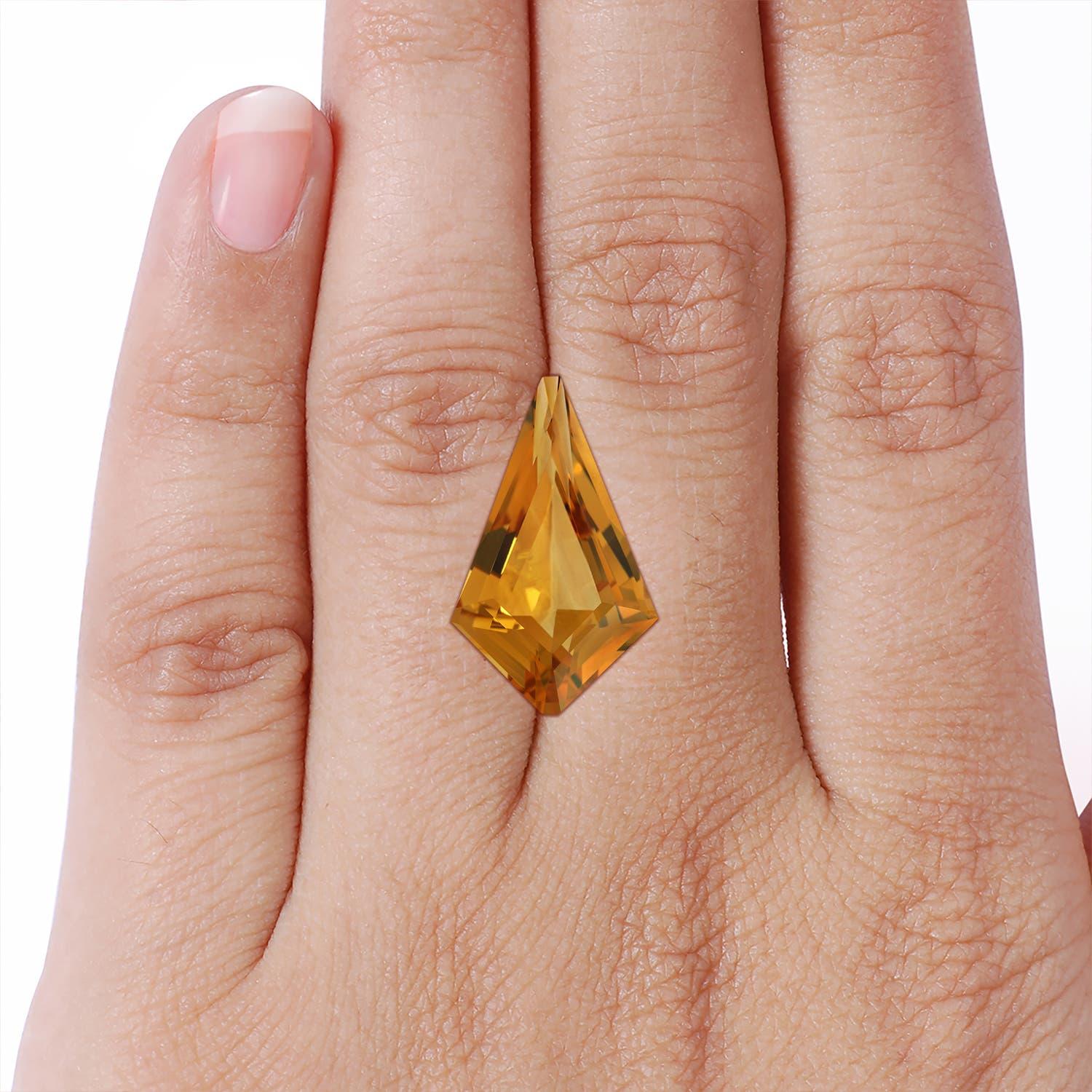 Angara - Halo de citrine en forme de cerf-volant certifié GIA de 8,78ct en or massif 14K en vente 4