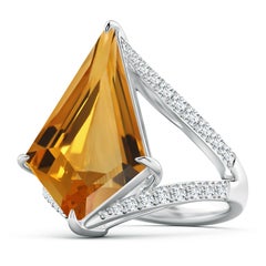 Angara Natural GIA Certified Kite-Shaped 8.78ct Citrine Halo in 14K Solid Gold