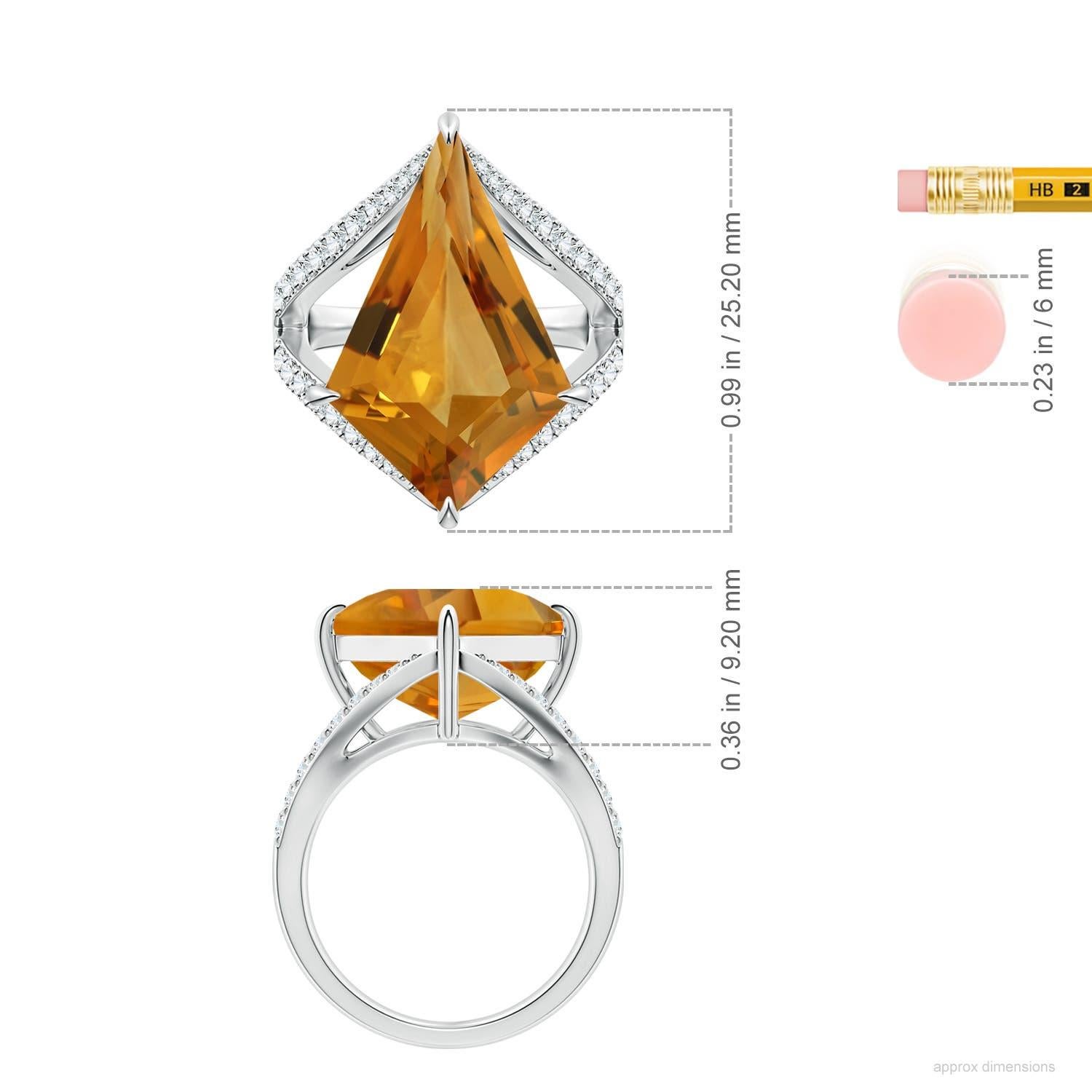Angara - Halo de citrine en forme de cerf-volant certifié GIA de 8,78ct en or massif 14K en vente 2