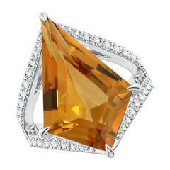 Angara Nature GIA Certified Kite-Shaped 8.78ct Citrine Halo in oro massiccio 14K