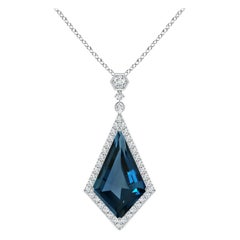 Angara Natural GIA Certified Moroccan Style 12.33ct London Blue Topaz 14K Gold