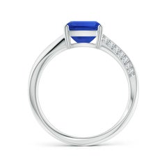 Angara Natural GIA Certified Octagonal 3.17 ct Blue Sapphire Ring in 14K Gold