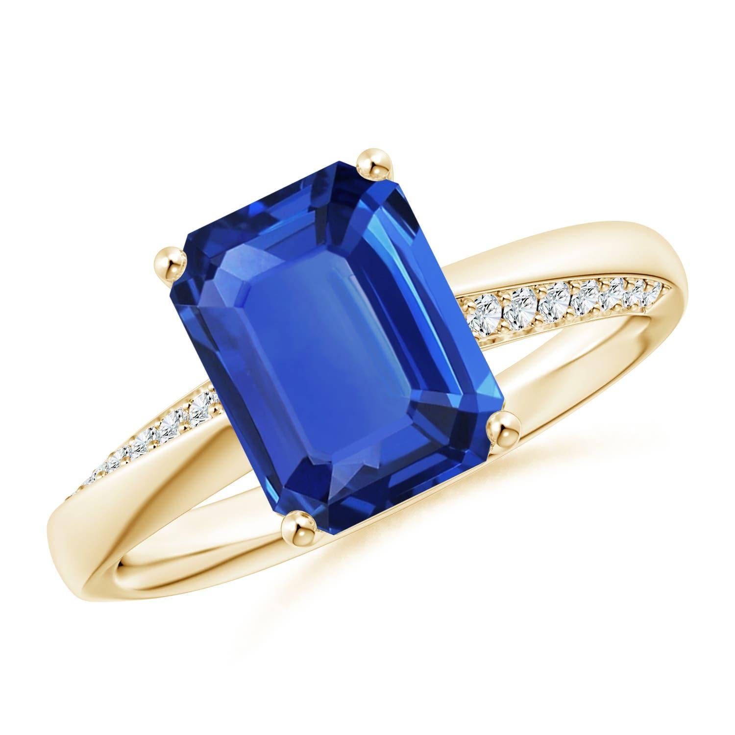 Angara natürlichen GIA zertifiziert achteckigen 3,17 ct blauer Saphir Ring in 14K Gold im Angebot 3