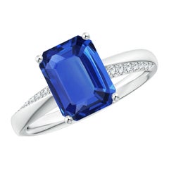 Angara natürlichen GIA zertifiziert achteckigen 3,17 ct blauer Saphir Ring in 14K Gold