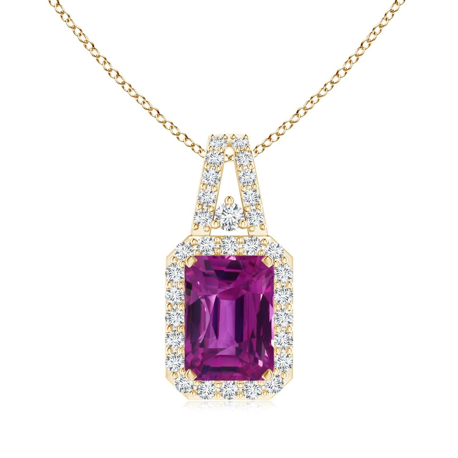 Angara Natural GIA zertifiziert achteckigen 3,64 ct rosa Saphir Anhänger in 14K Gold im Angebot 1