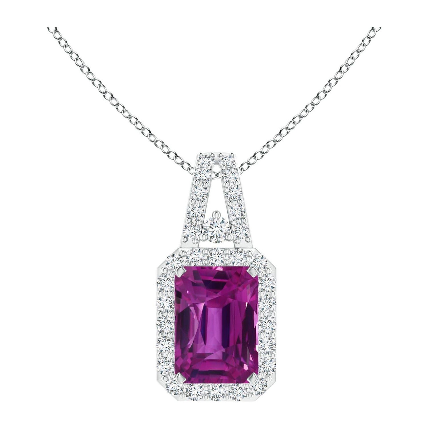 Angara Natural GIA zertifiziert achteckigen 3,64 ct rosa Saphir Anhänger in 14K Gold