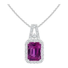 Ciondolo con zaffiro rosa ottagonale da 3,64 carati di Angara Nature certificato GIA in oro 14K