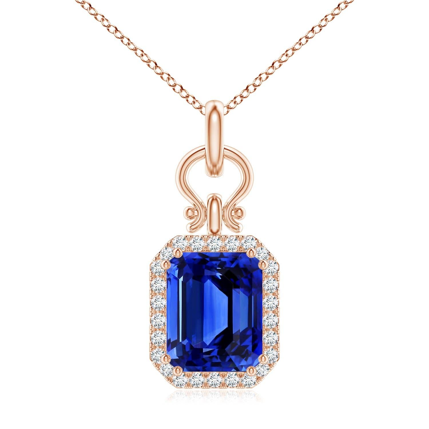Pendentif saphir bleu octogonal certifié GIA de 5,55 ct en or 14 carats Angara Nature en vente 4