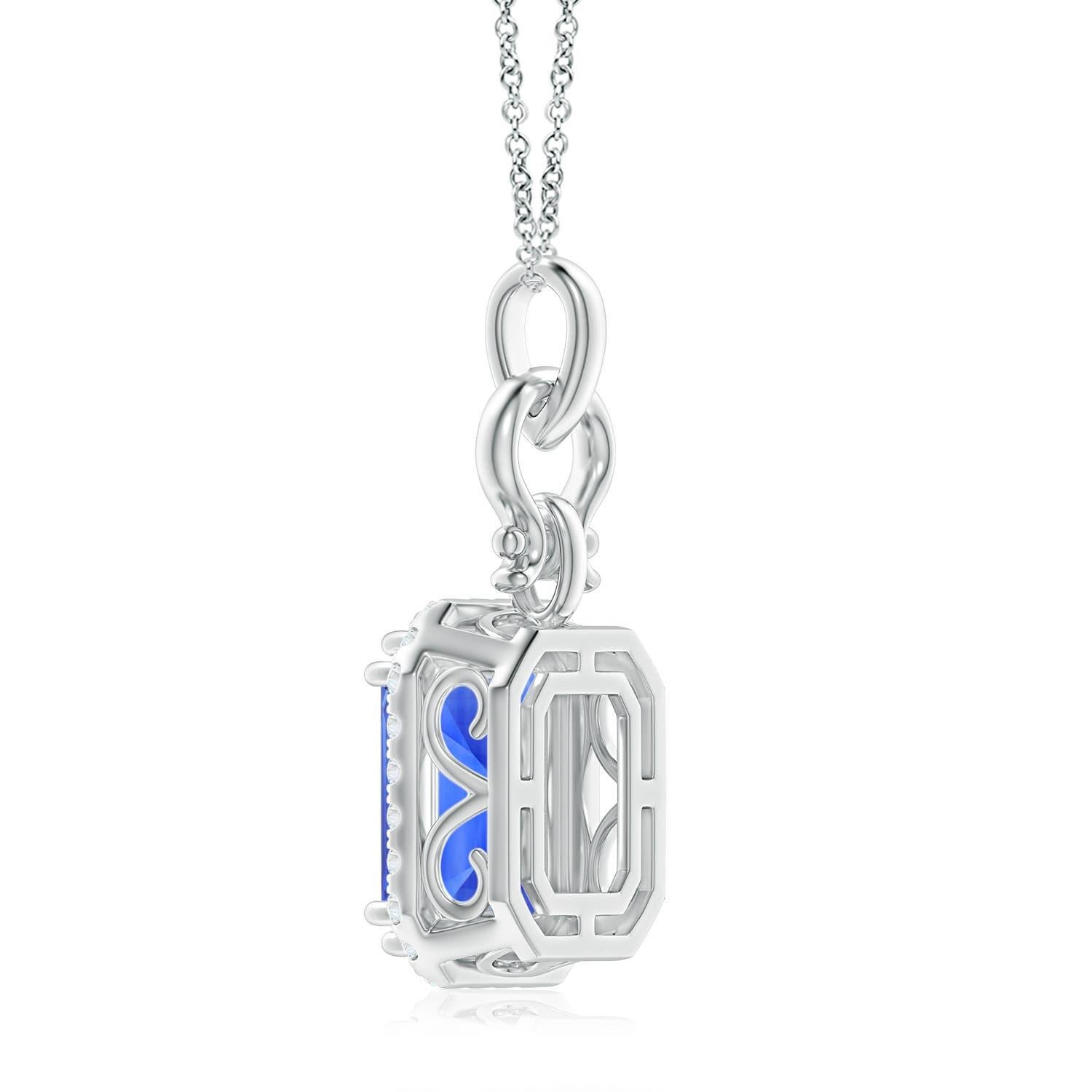 Taille émeraude Pendentif saphir bleu octogonal certifié GIA de 5,55 ct en or 14 carats Angara Nature en vente