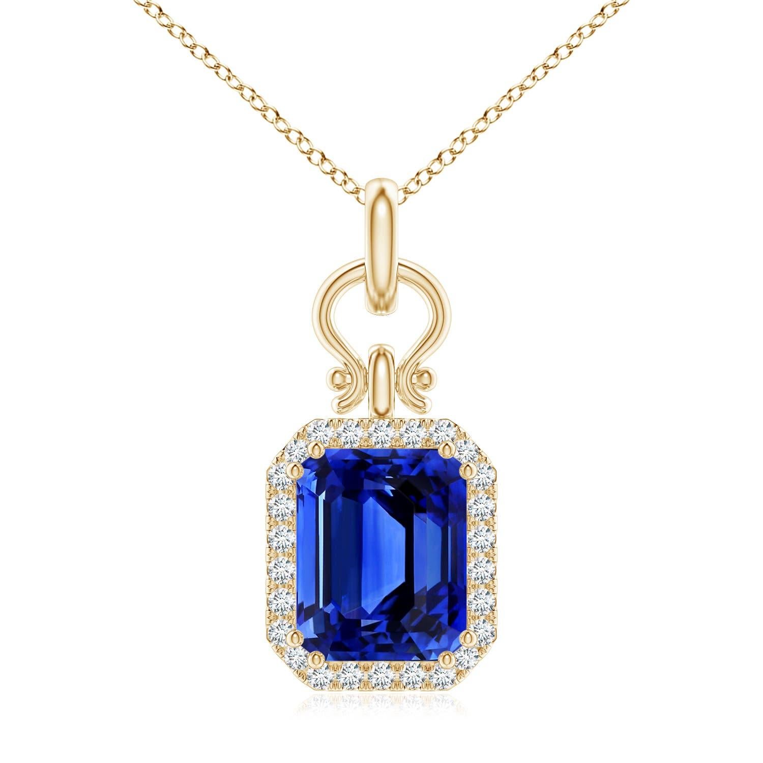 Pendentif saphir bleu octogonal certifié GIA de 5,55 ct en or 14 carats Angara Nature en vente 3