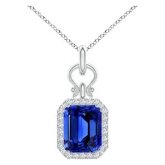 Angara Natural GIA zertifiziert achteckigen 5,55 ct blauer Saphir Anhänger in 14K Gold