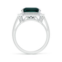 Angara Natural GIA Certified Octagonal Teal Color Sapphire Ring 14K Solid Gold