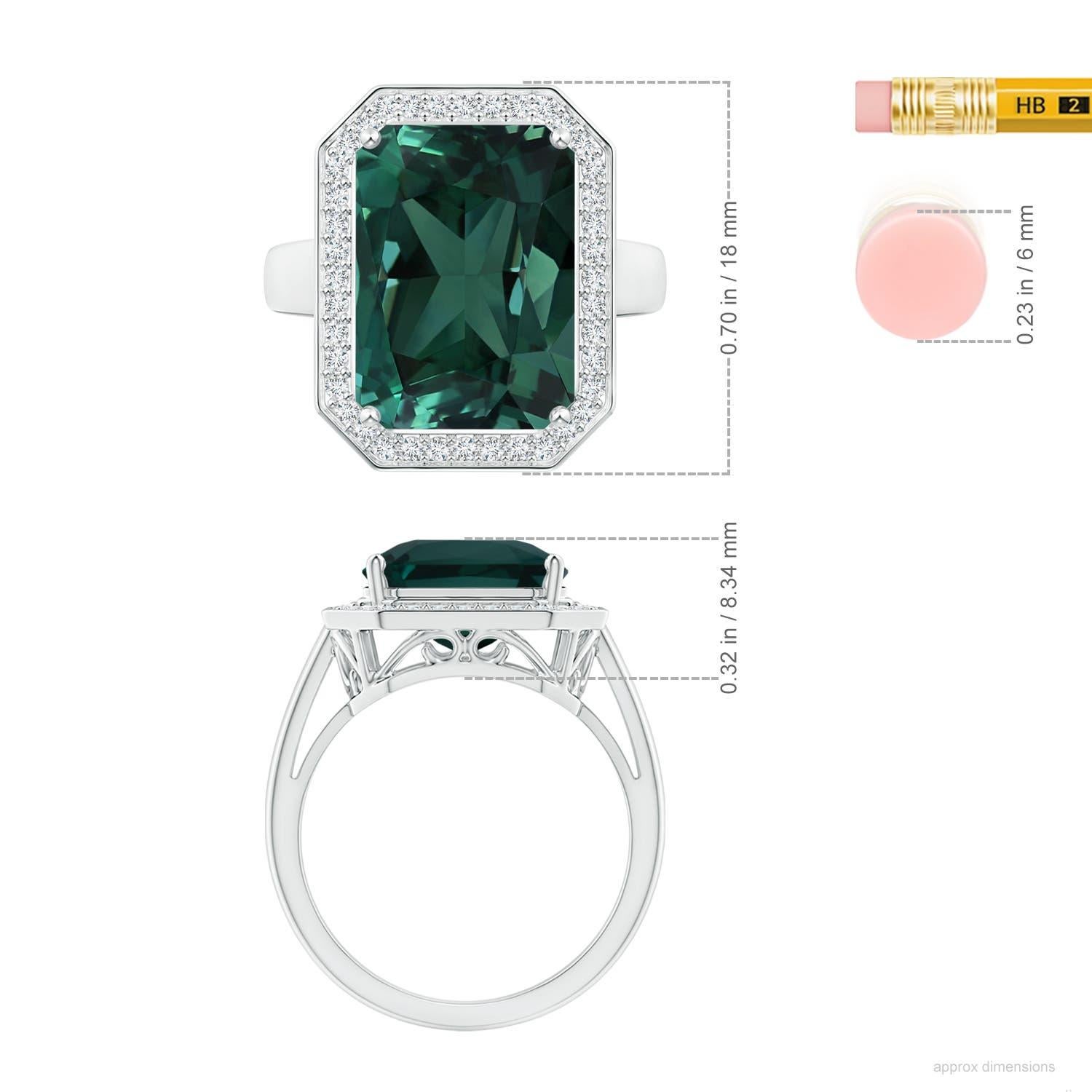 Angara Anillo de zafiro natural certificado por el GIA de color teal octogonal de oro macizo de 14 quilates en Nuevo estado para la venta en Los Angeles, CA