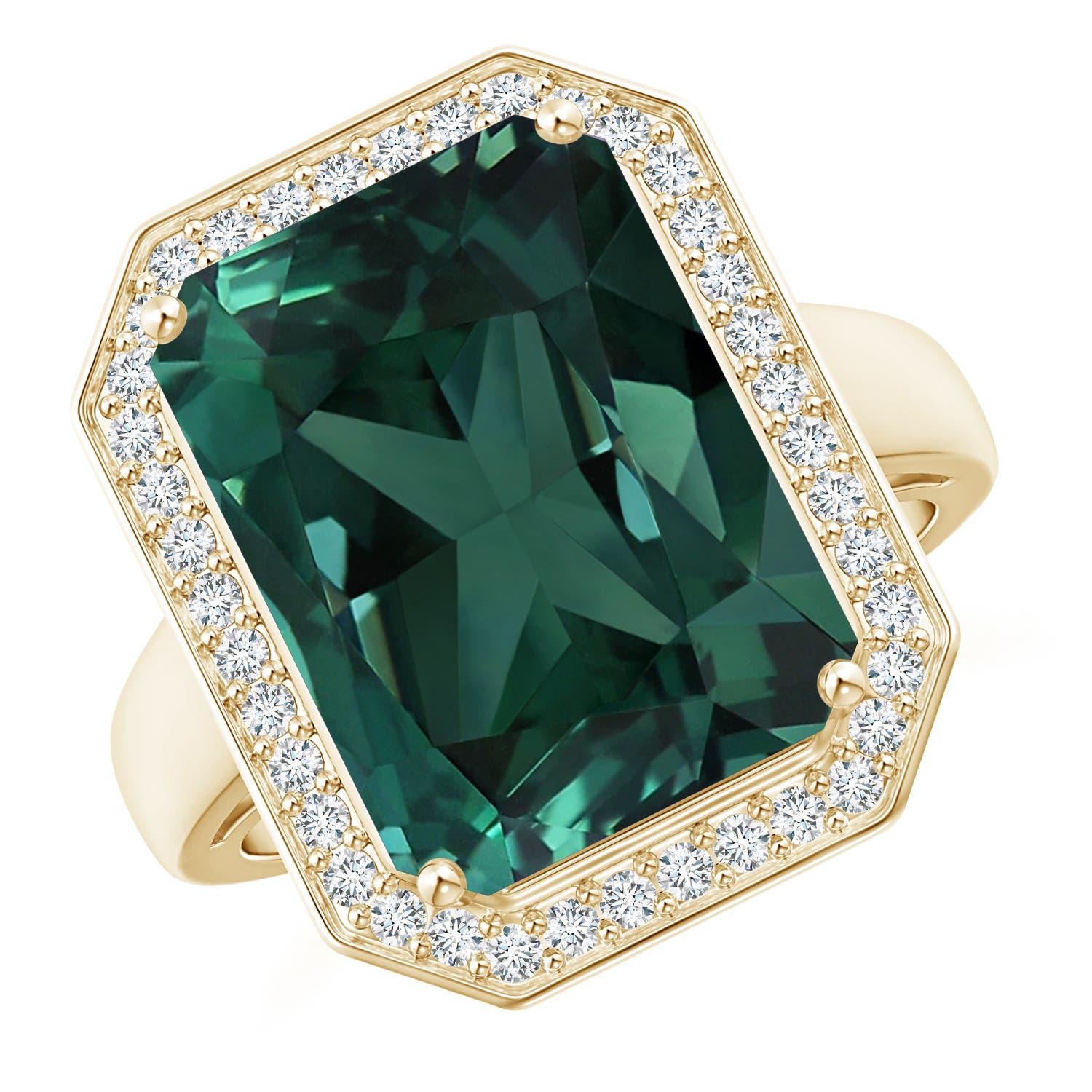 Angara Anillo de zafiro natural certificado por el GIA de color teal octogonal de oro macizo de 14 quilates en venta 2