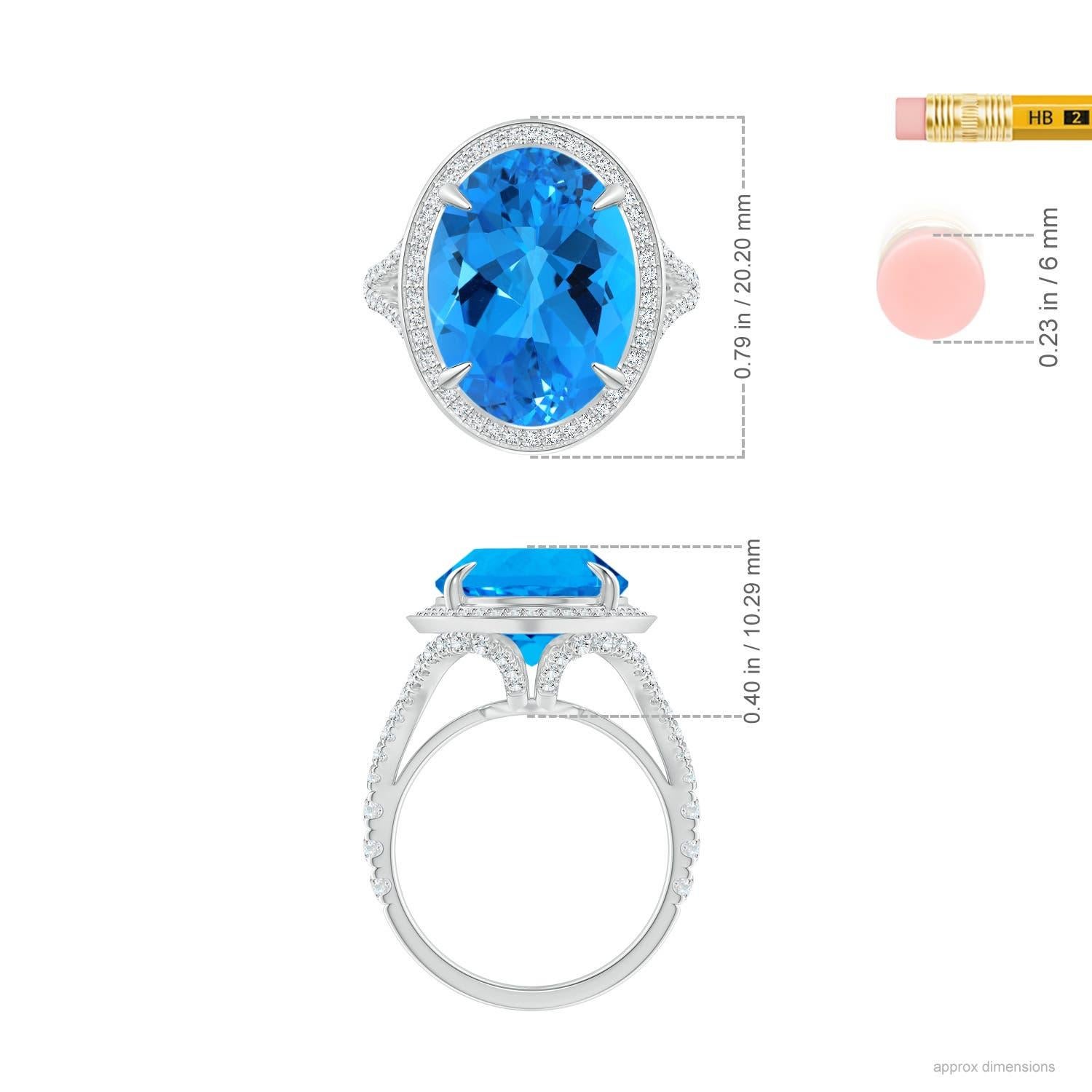 Angara Bague cocktail en or 14K avec topaze bleue ovale de 10,89 ct certifiée par la GIA et naturelle Pour femmes en vente