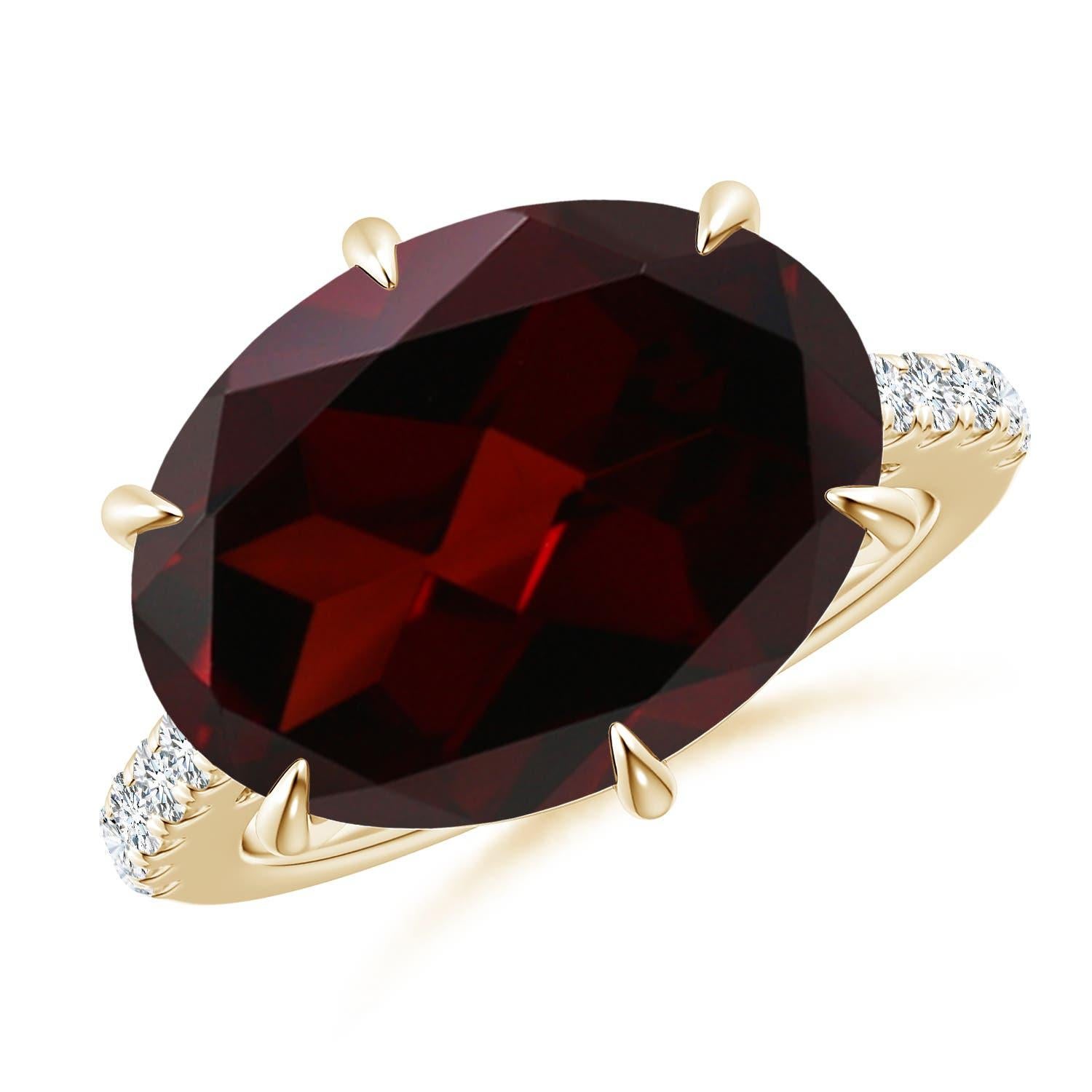 Angara Natural GIA zertifiziert Oval 11,61 ct Granat Solitär Ring in 14K Gold im Angebot 3