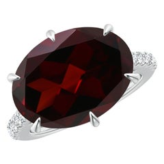 Anello solitario con granato ovale da 11,61 carati certificato GIA di Angara, in oro 14K