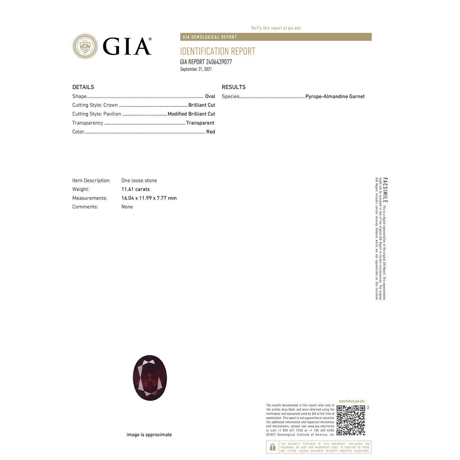 Angara Natural GIA zertifiziert Oval 11,61 ct Granat Split Shank Ring in 14K Gold (Moderne) im Angebot