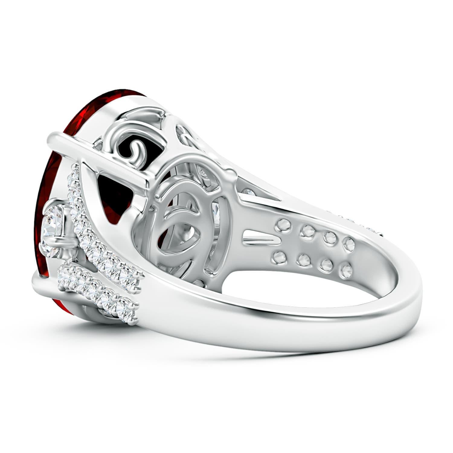 Angara Natural GIA zertifiziert Oval 11,61 ct Granat Split Shank Ring in 14K Gold (Ovalschliff) im Angebot