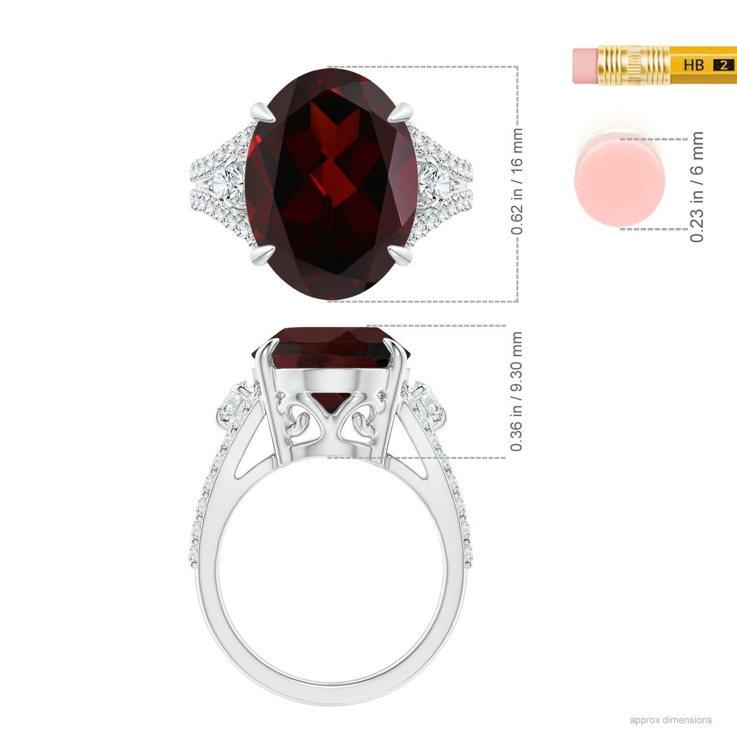 Angara Natural GIA zertifiziert Oval 11,61 ct Granat Split Shank Ring in 14K Gold Damen im Angebot