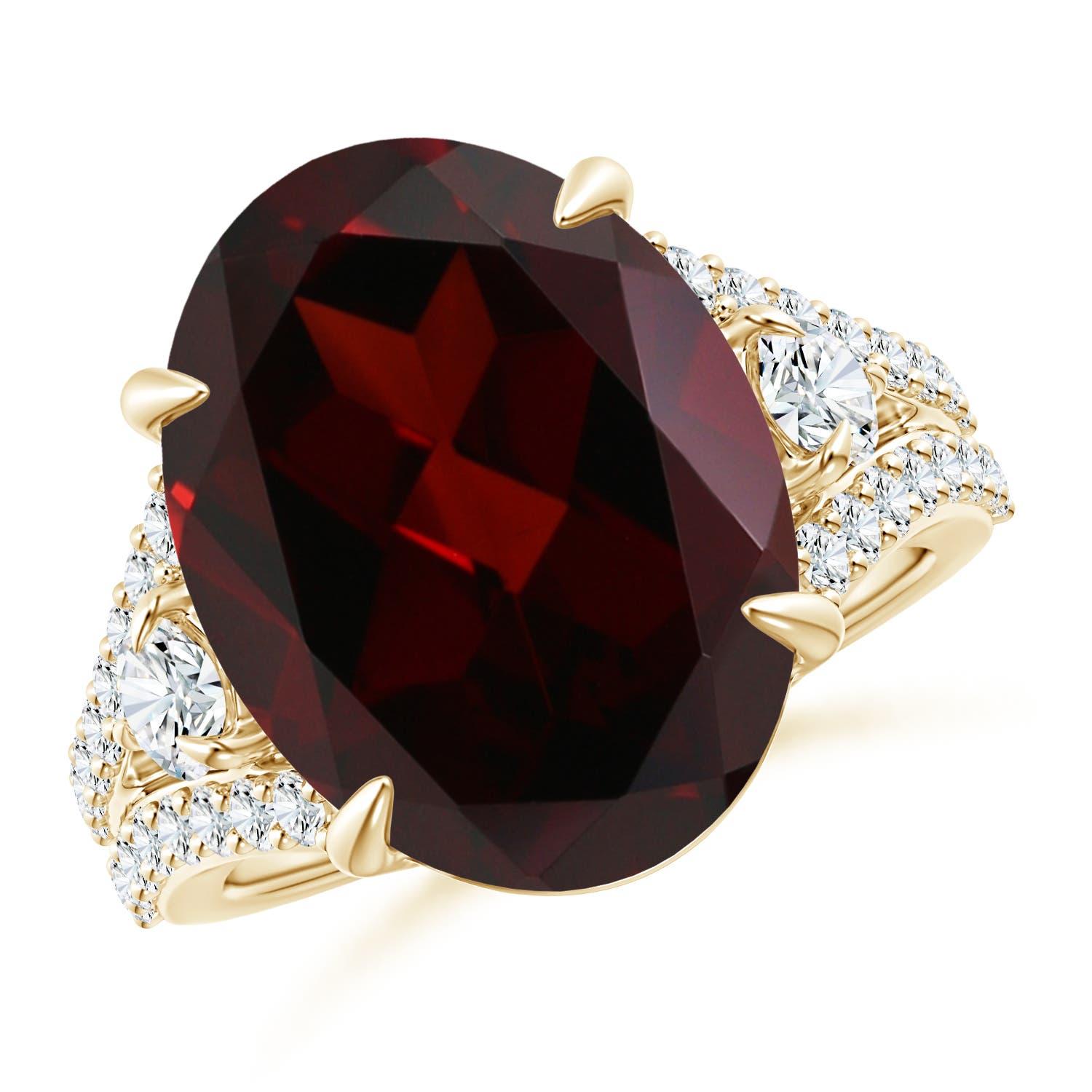 Angara Natural GIA zertifiziert Oval 11,61 ct Granat Split Shank Ring in 14K Gold im Angebot 3