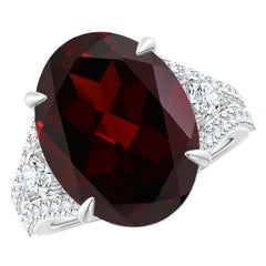 Anillo de oro de 14 quilates con vástago partido de granate ovalado de 11,61 ct, certificado por el GIA, de Angara Natural